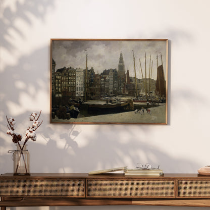 Premium Poster of Stunning Vintage Harbor Cityscape Art Posters
