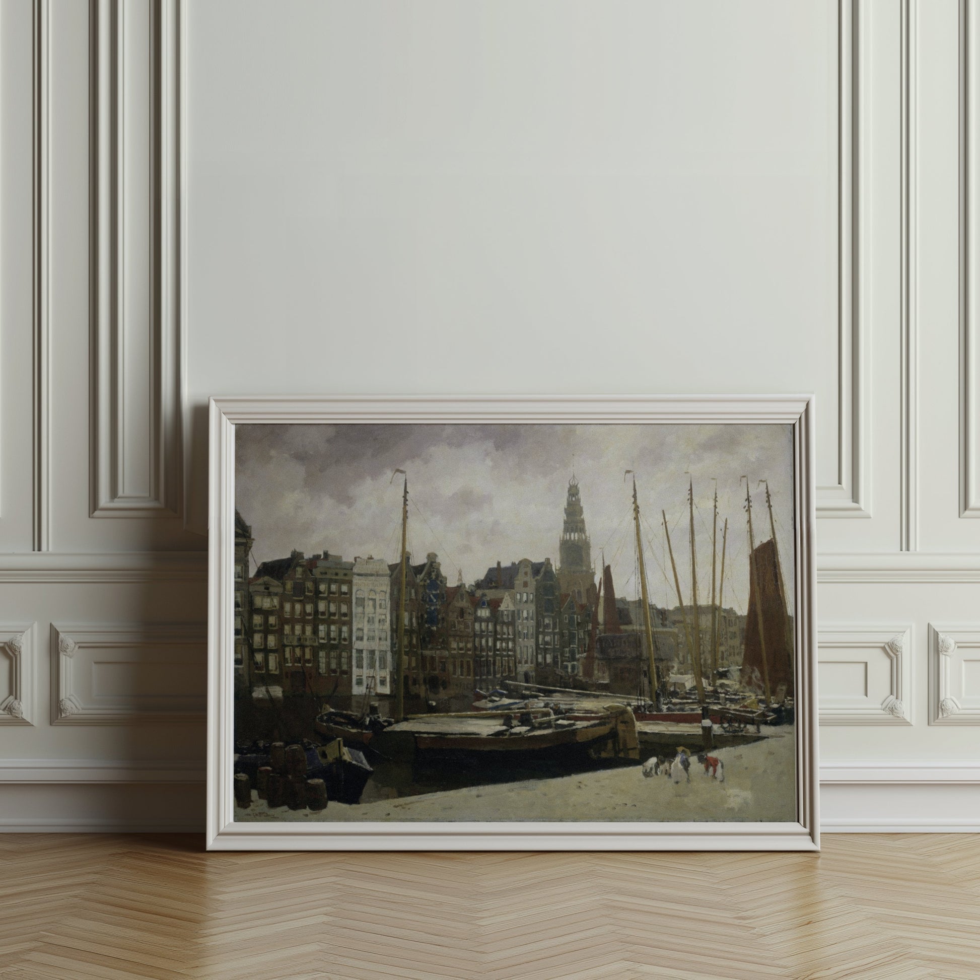 Premium Poster of Stunning Vintage Harbor Cityscape Art Posters