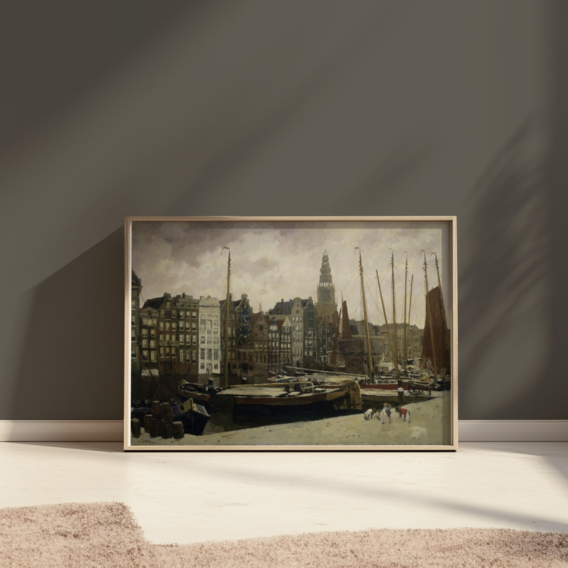 Premium Poster of Stunning Vintage Harbor Cityscape Art Posters