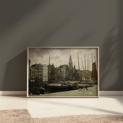 Premium Poster of Stunning Vintage Harbor Cityscape Art Posters