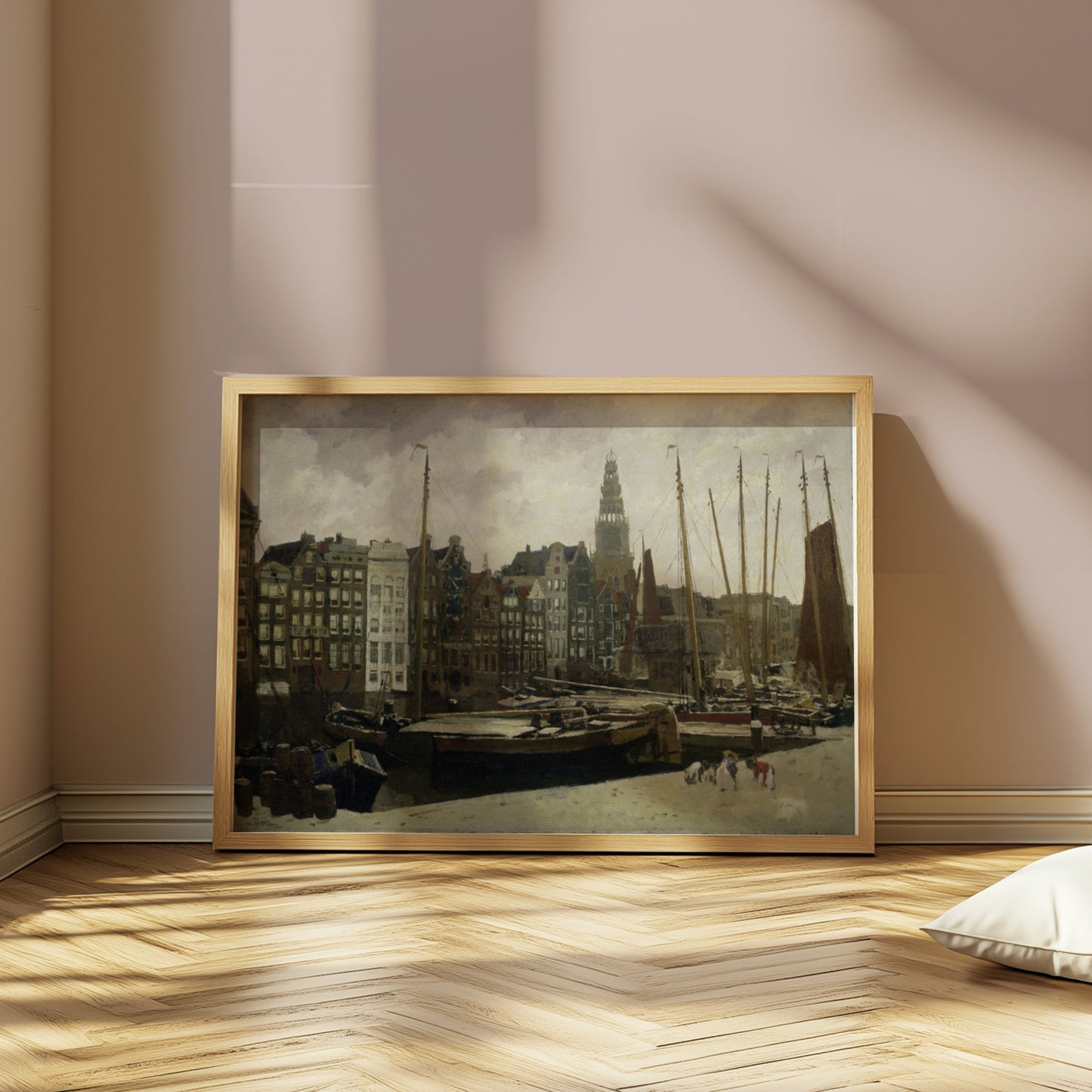 Premium Poster of Stunning Vintage Harbor Cityscape Art Posters