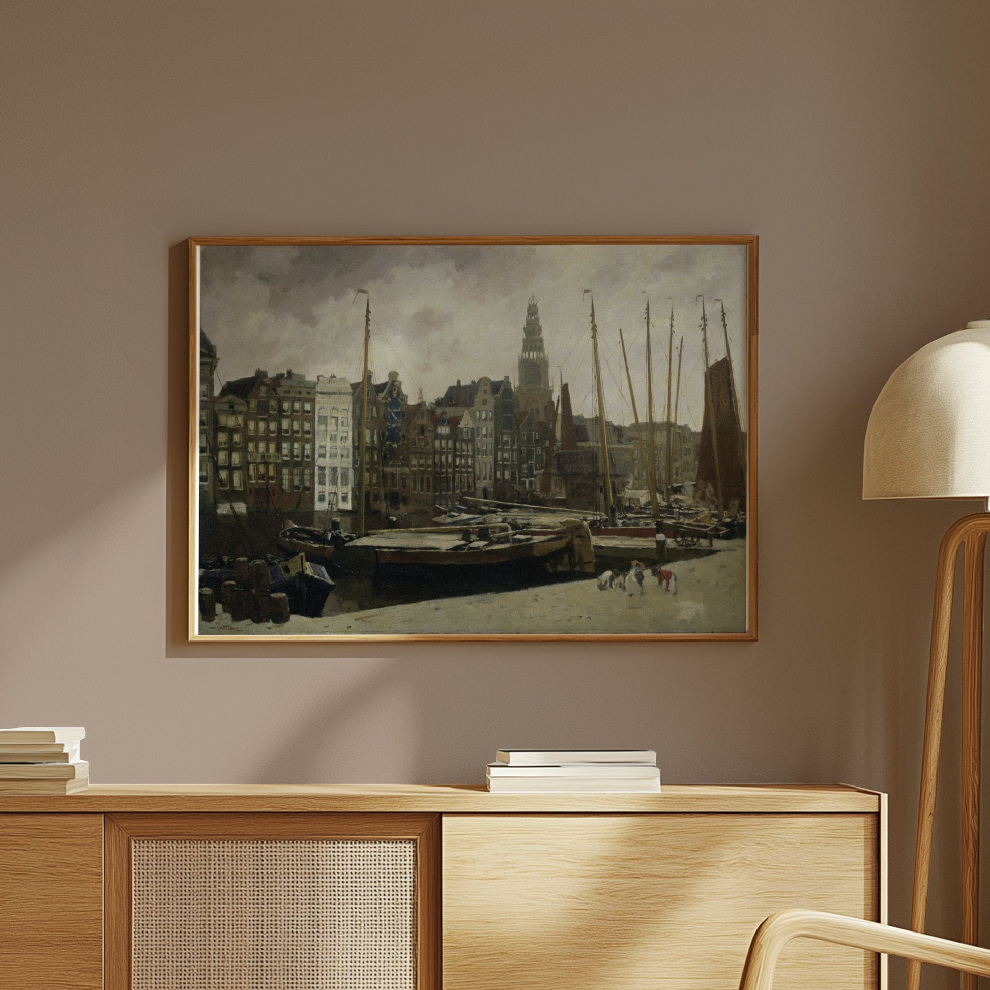 Premium Poster of Stunning Vintage Harbor Cityscape Art Posters