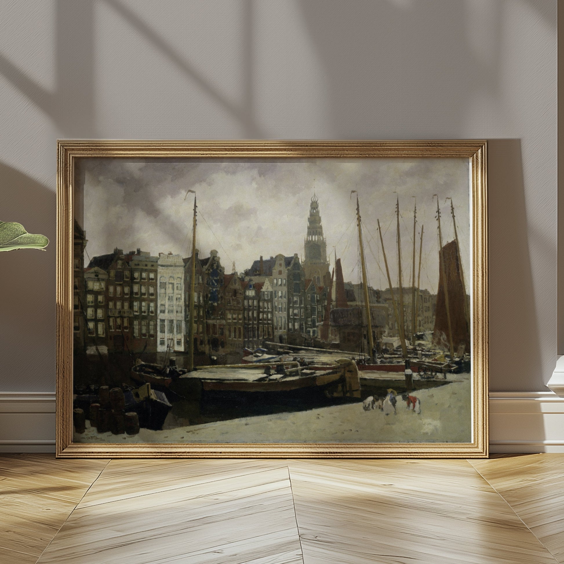 Premium Poster of Stunning Vintage Harbor Cityscape Art Posters
