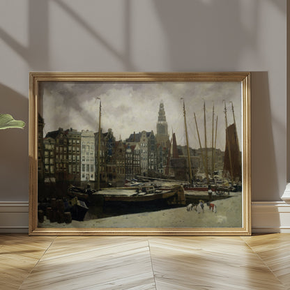 Premium Poster of Stunning Vintage Harbor Cityscape Art Posters