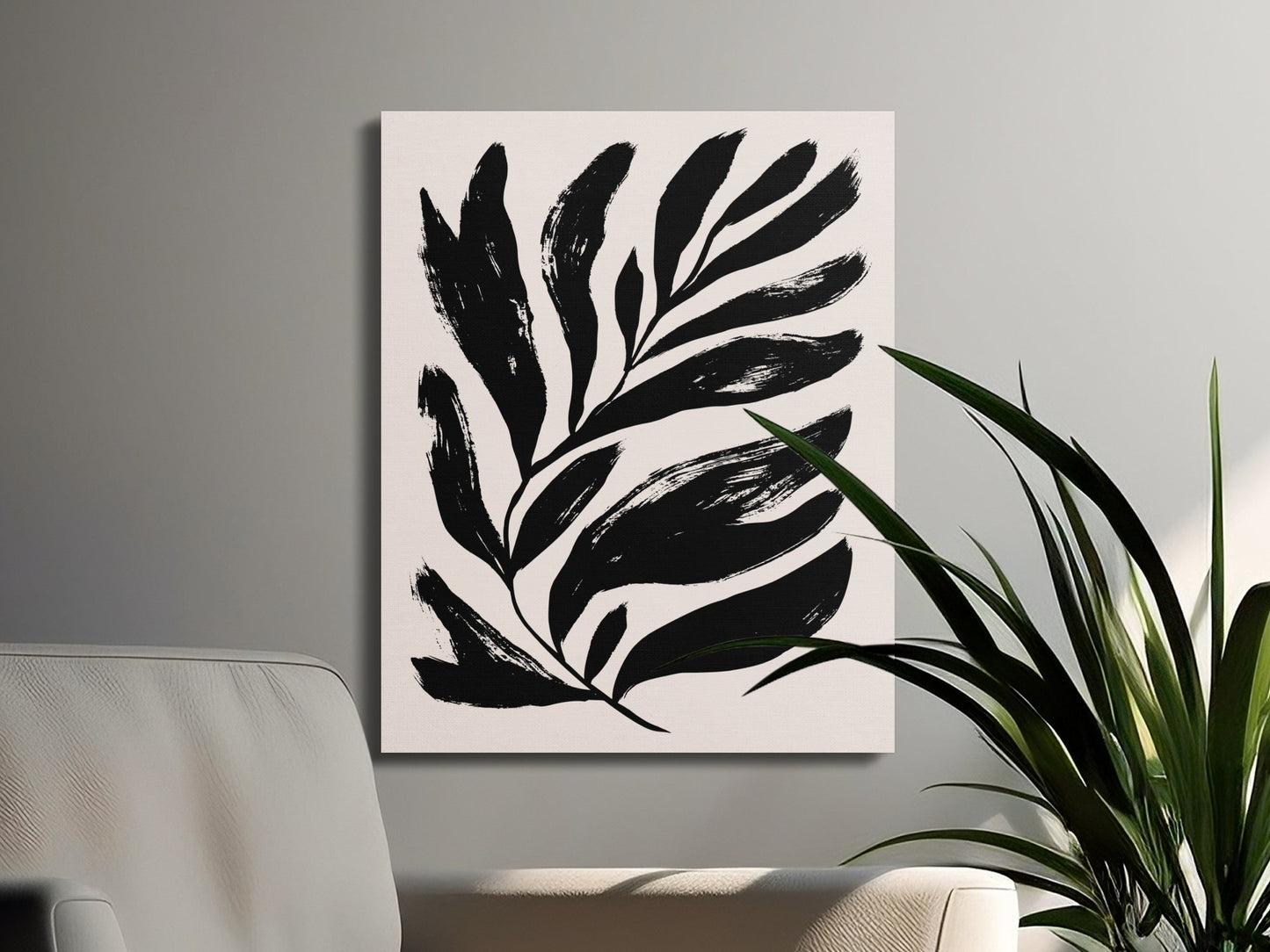 Premium Poster of Stylish Black Leaf Design Floral Wall Art Canvas Wraps