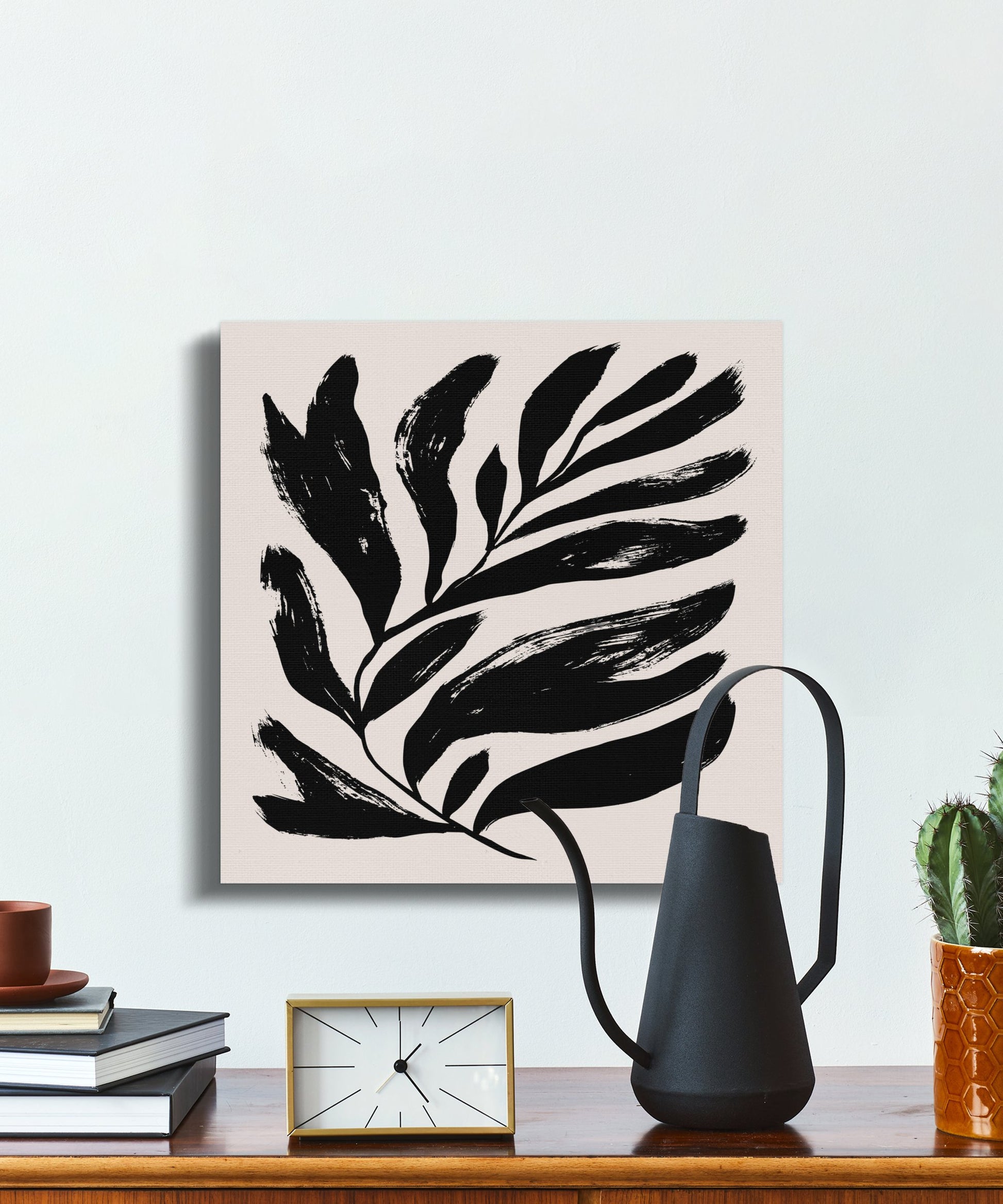 Premium Poster of Stylish Black Leaf Design Floral Wall Art Canvas Wraps