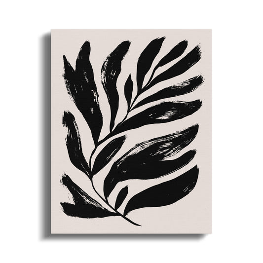 Premium Poster of Stylish Black Leaf Design Floral Wall Art Canvas Wraps