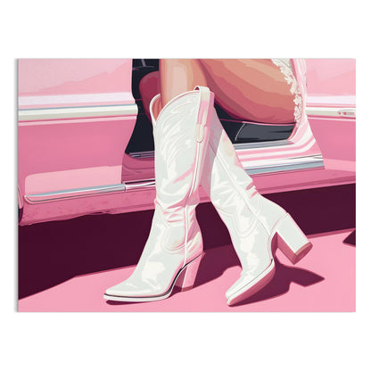 Premium Poster of Stylish Boots in Vintage Car Art Print Posters