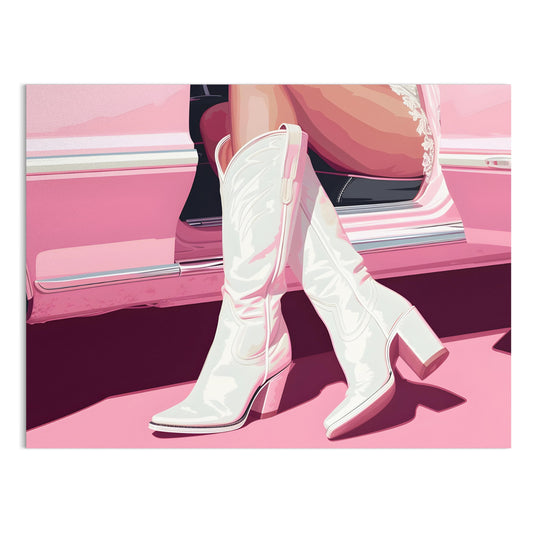 Premium Poster of Stylish Boots in Vintage Car Art Print Posters