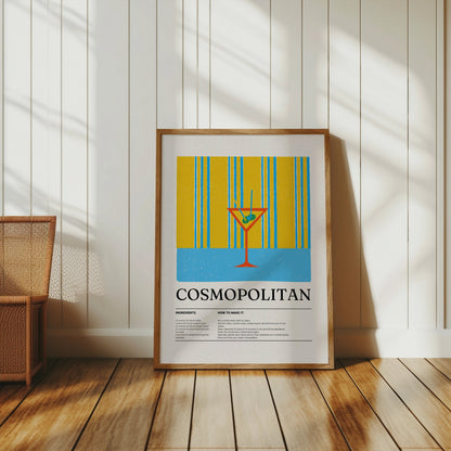 Premium Poster of Stylish Cosmopolitan Recipe Art Wall Decor Posters