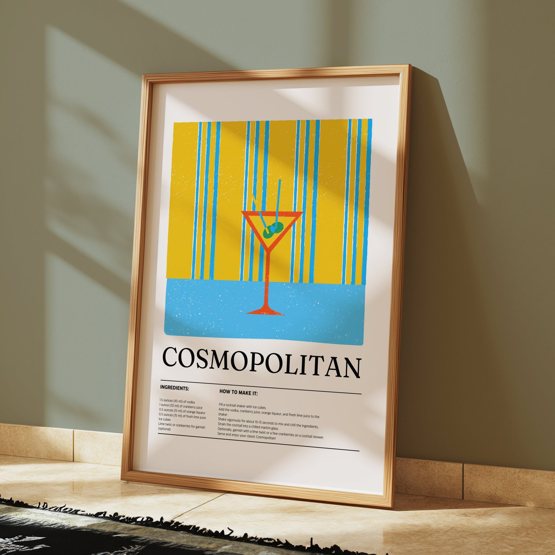 Premium Poster of Stylish Cosmopolitan Recipe Art Wall Decor Posters