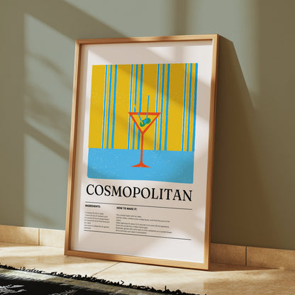 Premium Poster of Stylish Cosmopolitan Recipe Art Wall Decor Posters