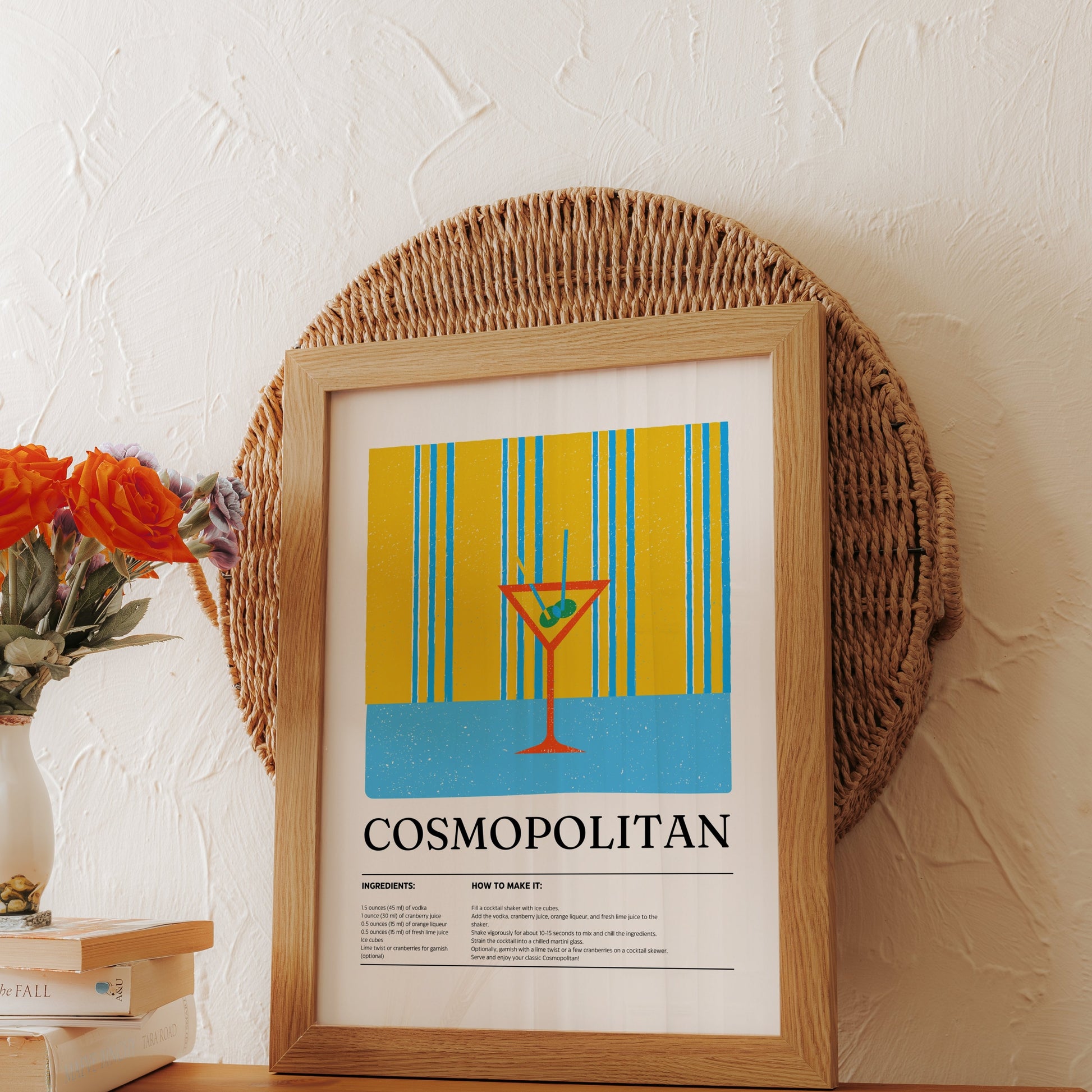 Premium Poster of Stylish Cosmopolitan Recipe Art Wall Decor Posters