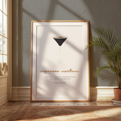Premium Poster of Stylish Espresso Martini Recipe Art Posters