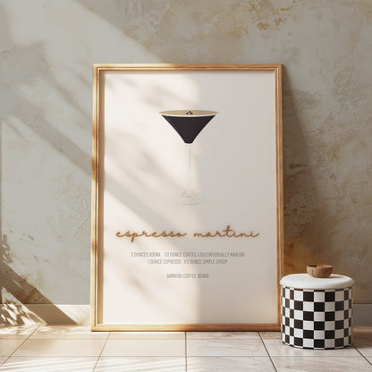 Premium Poster of Stylish Espresso Martini Recipe Art Posters