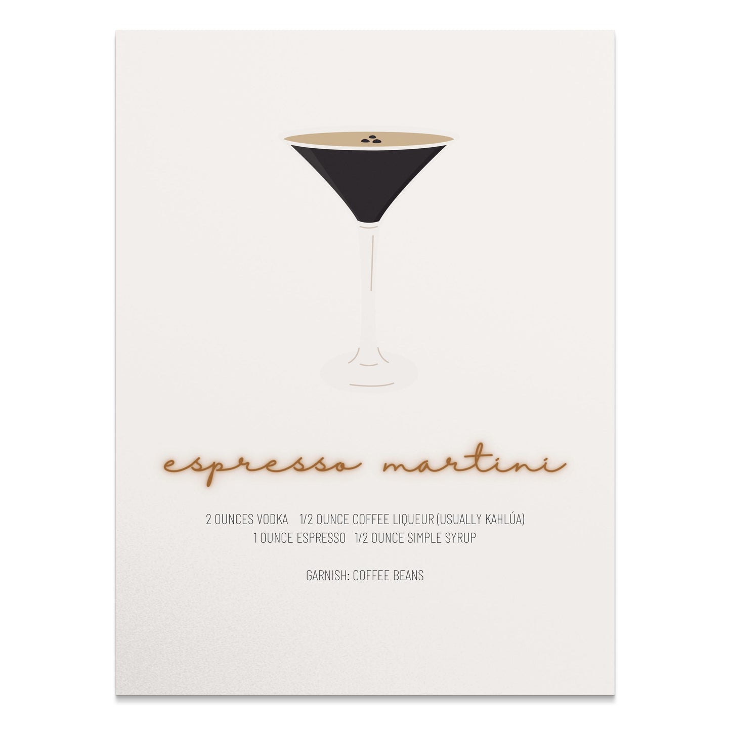 Premium Poster of Stylish Espresso Martini Recipe Art Posters