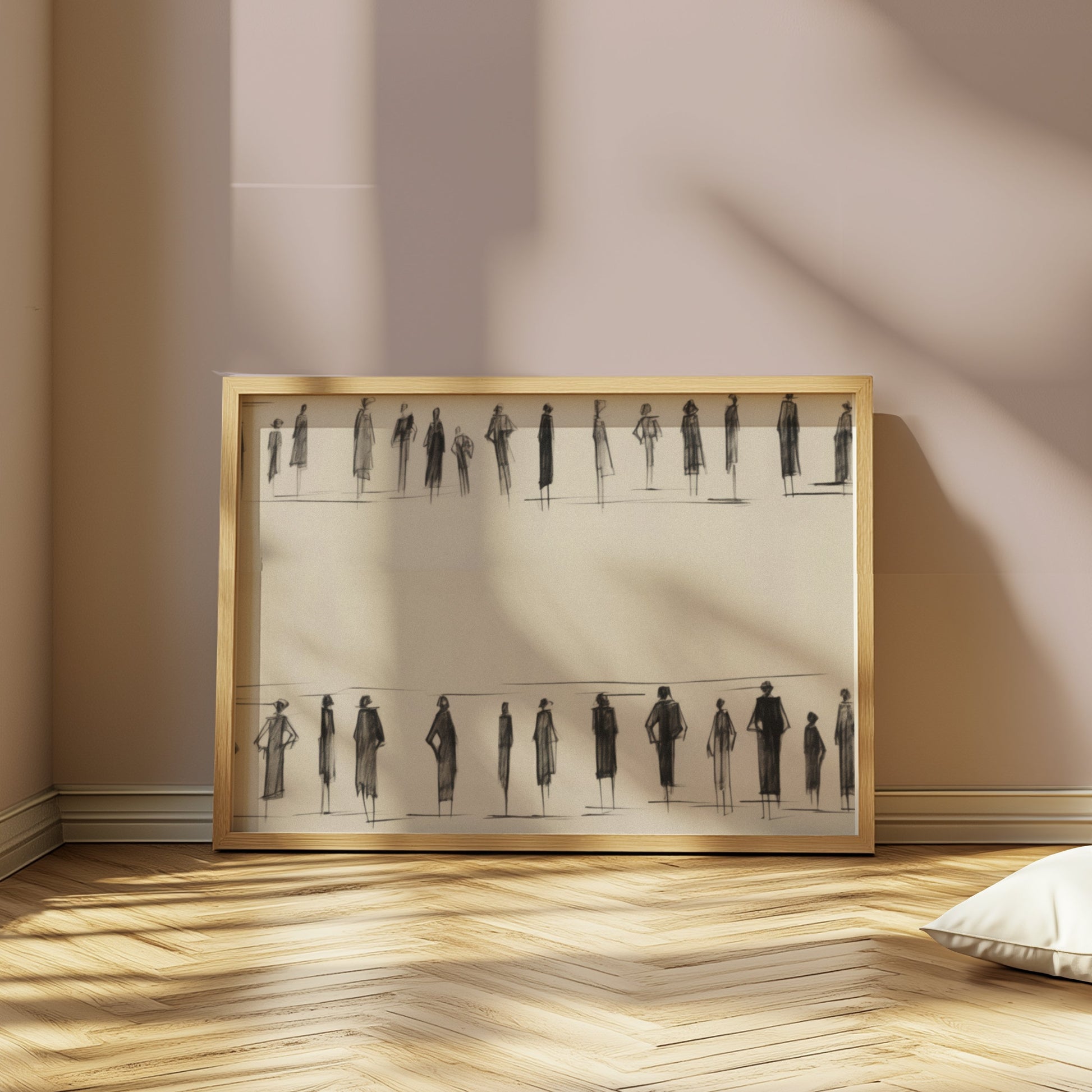 Premium Poster of Stylish Fashion Sketch of People in Black and White Posters