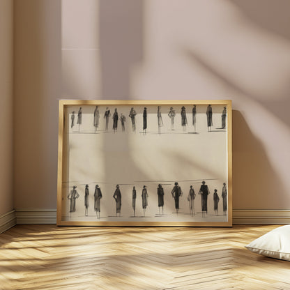 Premium Poster of Stylish Fashion Sketch of People in Black and White Posters