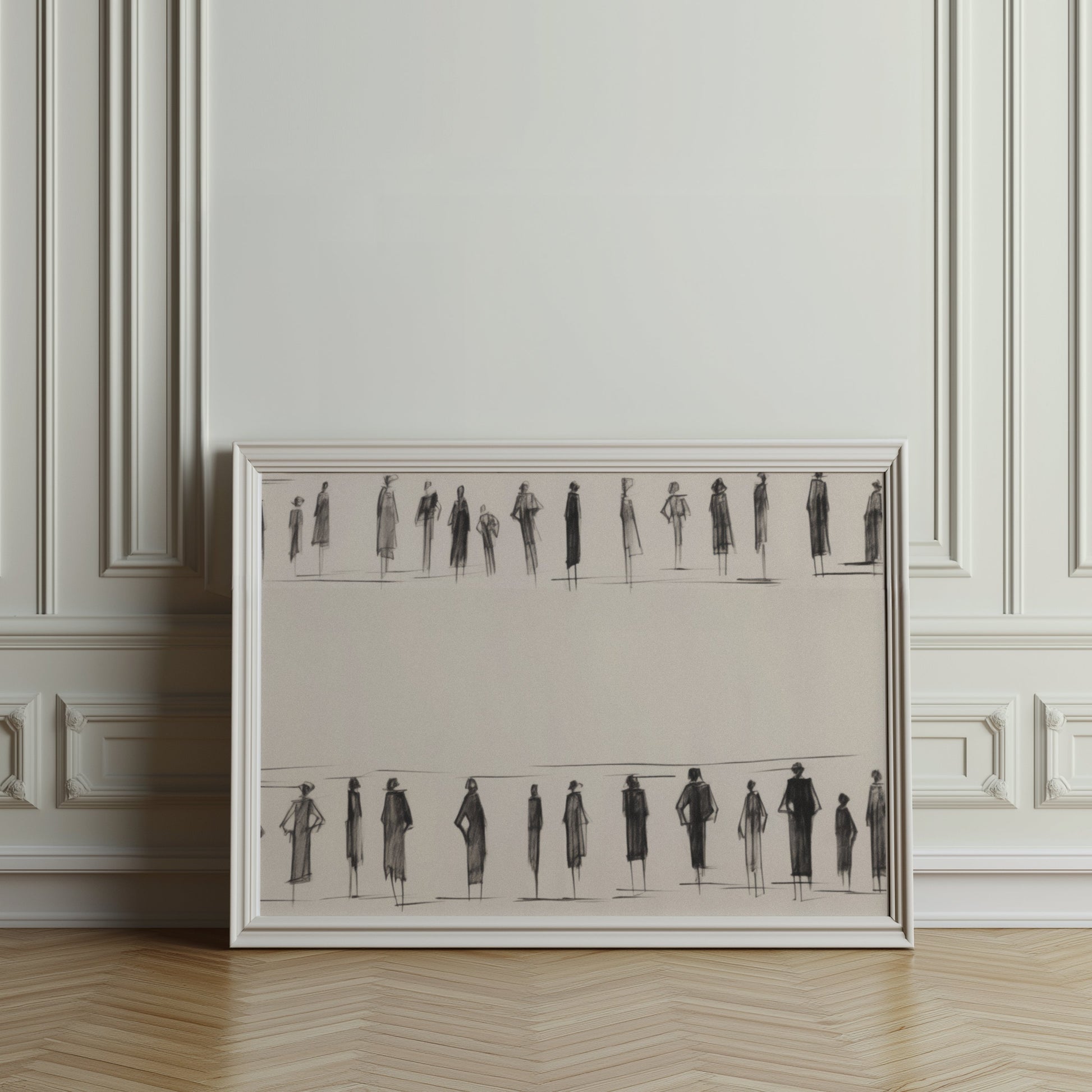 Premium Poster of Stylish Fashion Sketch of People in Black and White Posters