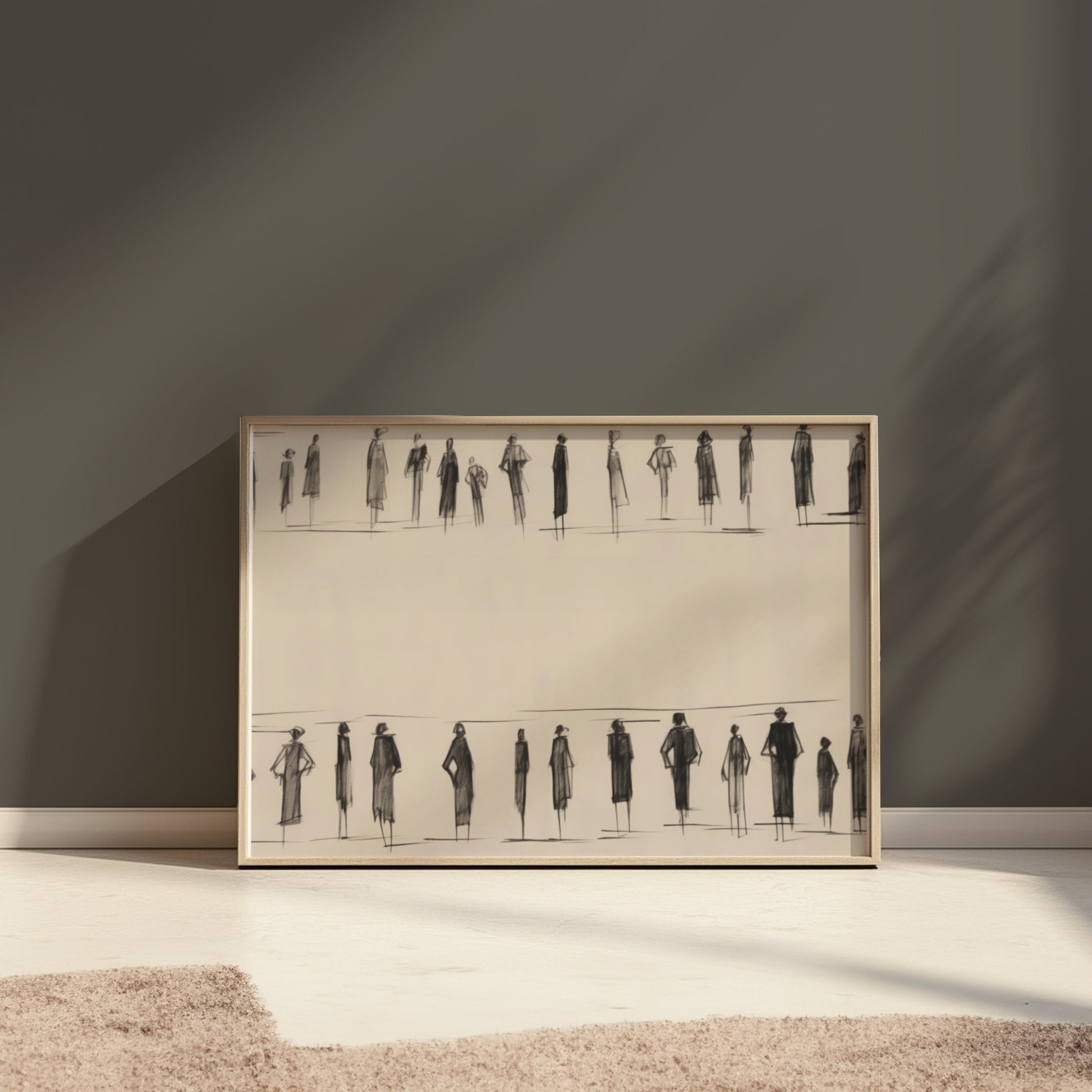 Premium Poster of Stylish Fashion Sketch of People in Black and White Posters