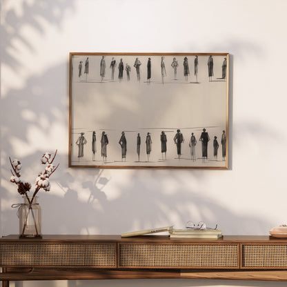 Premium Poster of Stylish Fashion Sketch of People in Black and White Posters
