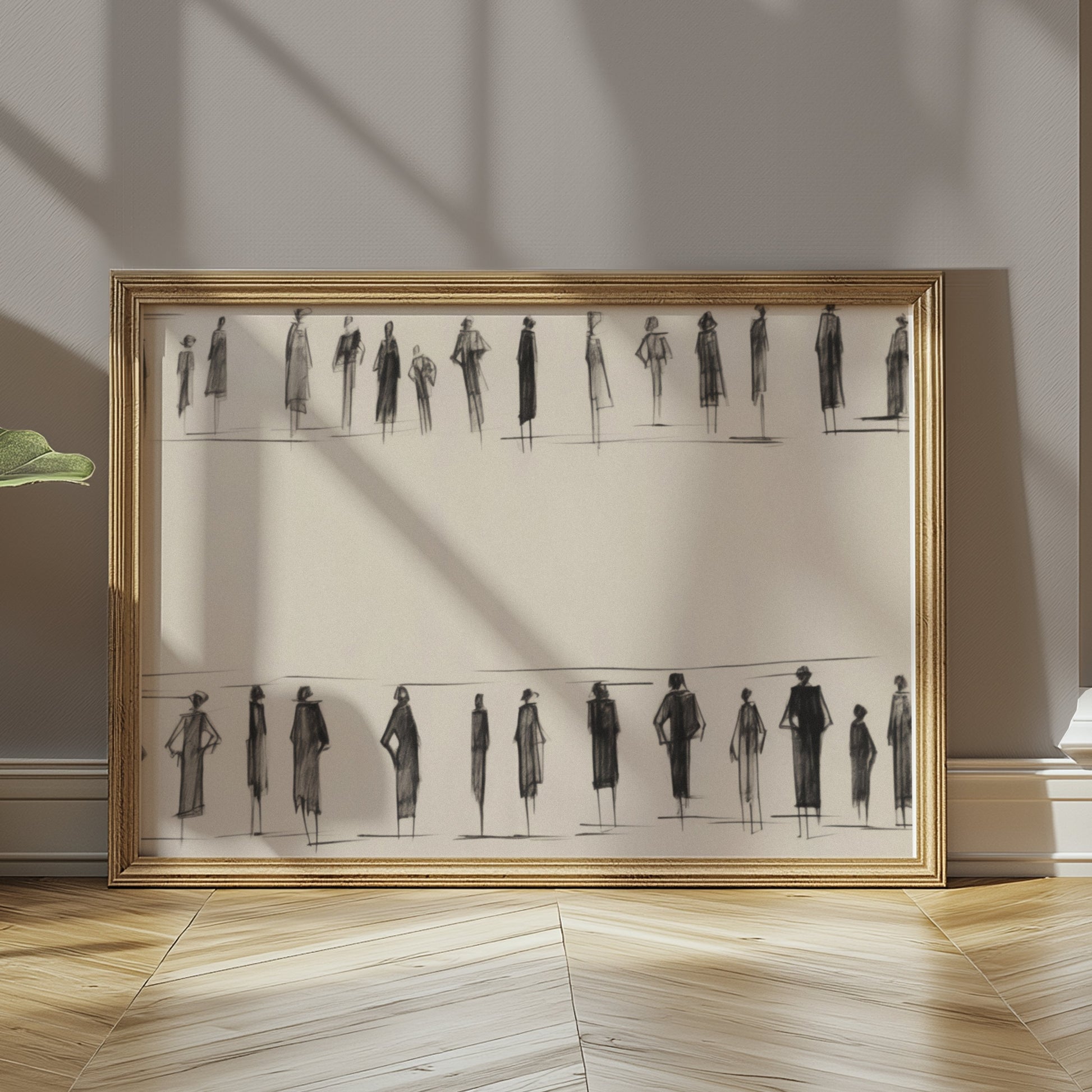 Premium Poster of Stylish Fashion Sketch of People in Black and White Posters