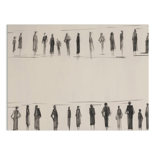 Premium Poster of Stylish Fashion Sketch of People in Black and White Posters