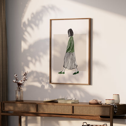 Premium Poster of Stylish Minimalist Woman Illustration Art Posters