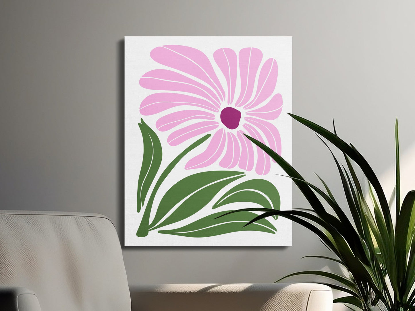 Premium Poster of Stylish Pink Floral Wall Art Ready to Hang Canvas Wraps