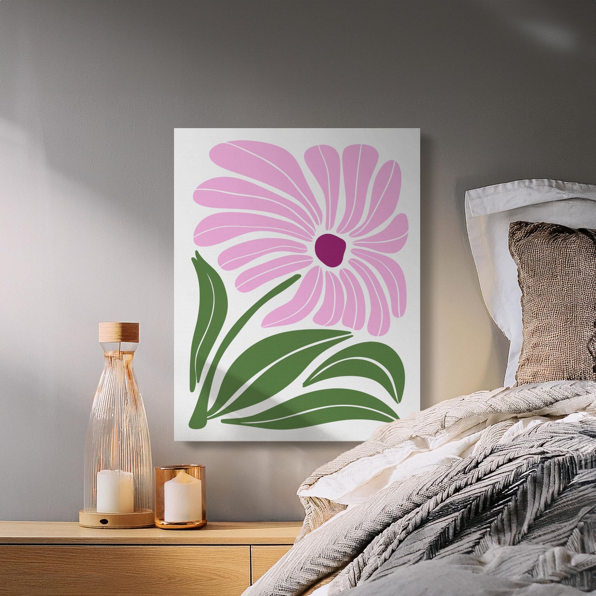 Premium Poster of Stylish Pink Floral Wall Art Ready to Hang Canvas Wraps