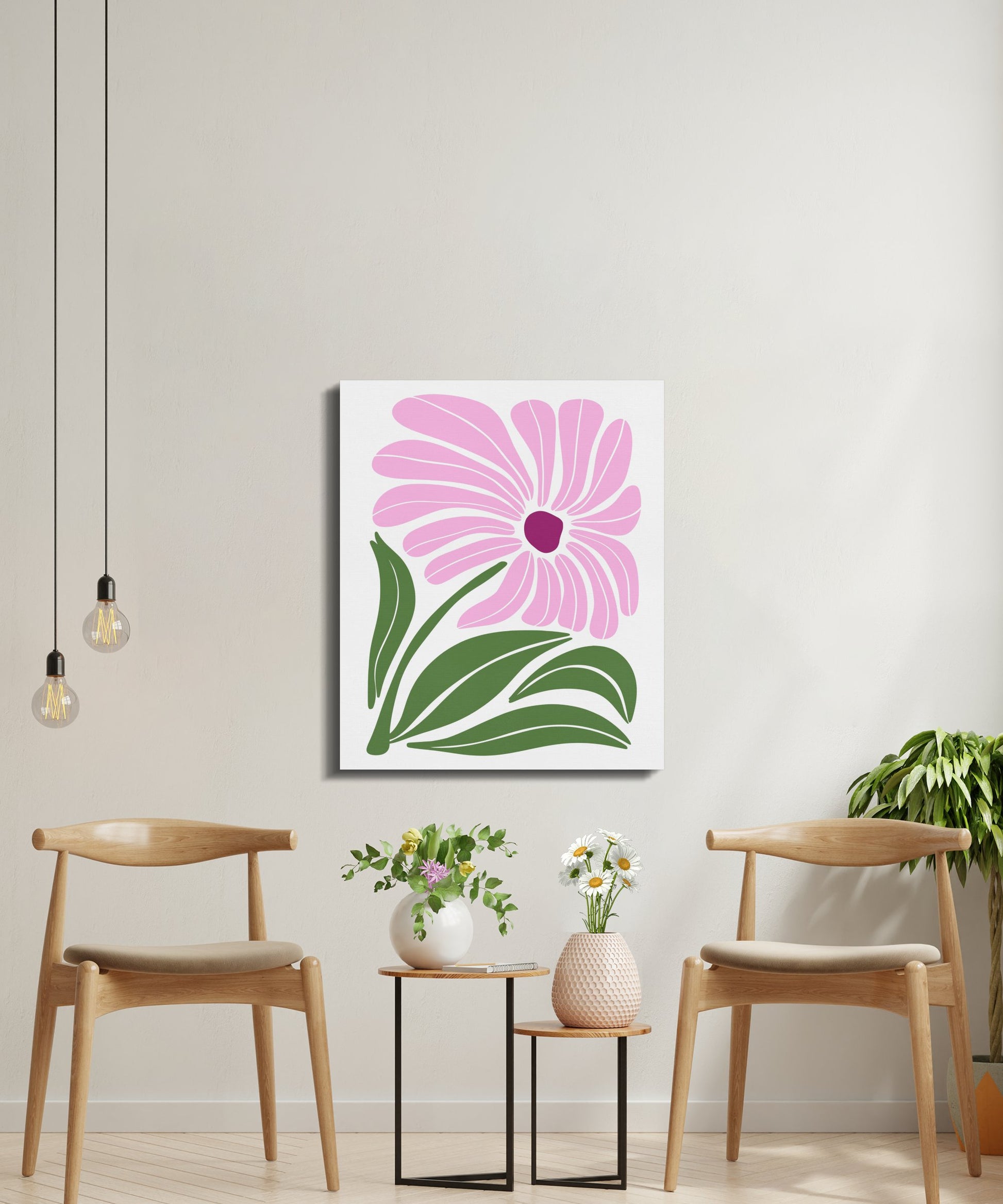 Premium Poster of Stylish Pink Floral Wall Art Ready to Hang Canvas Wraps