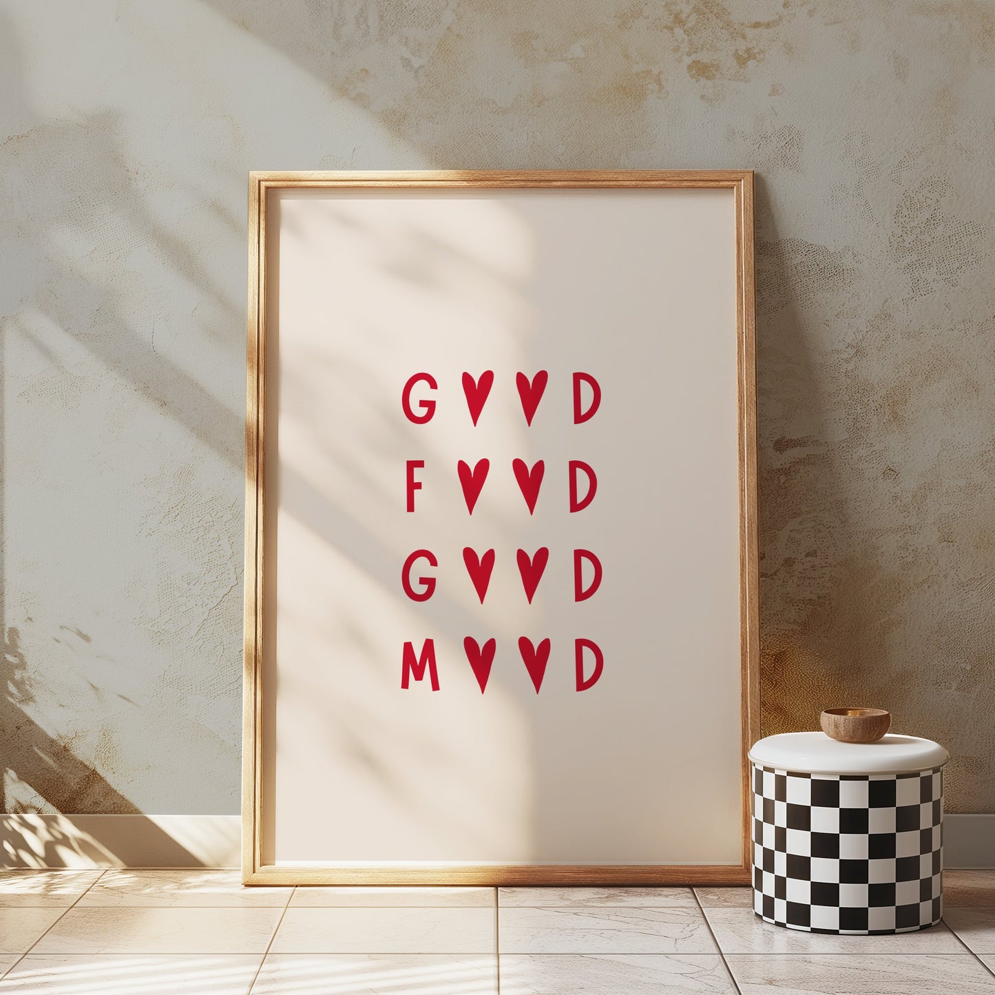 Premium Poster of Stylish Red Typography Good Food Good Mood Posters