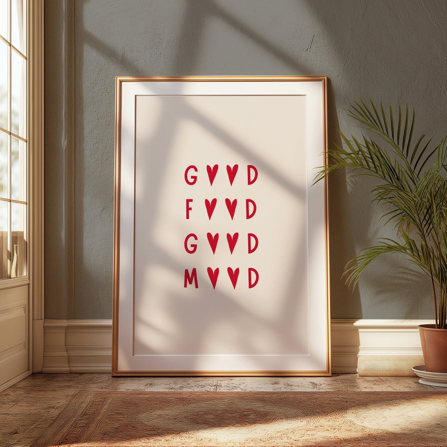 Premium Poster of Stylish Red Typography Good Food Good Mood Posters