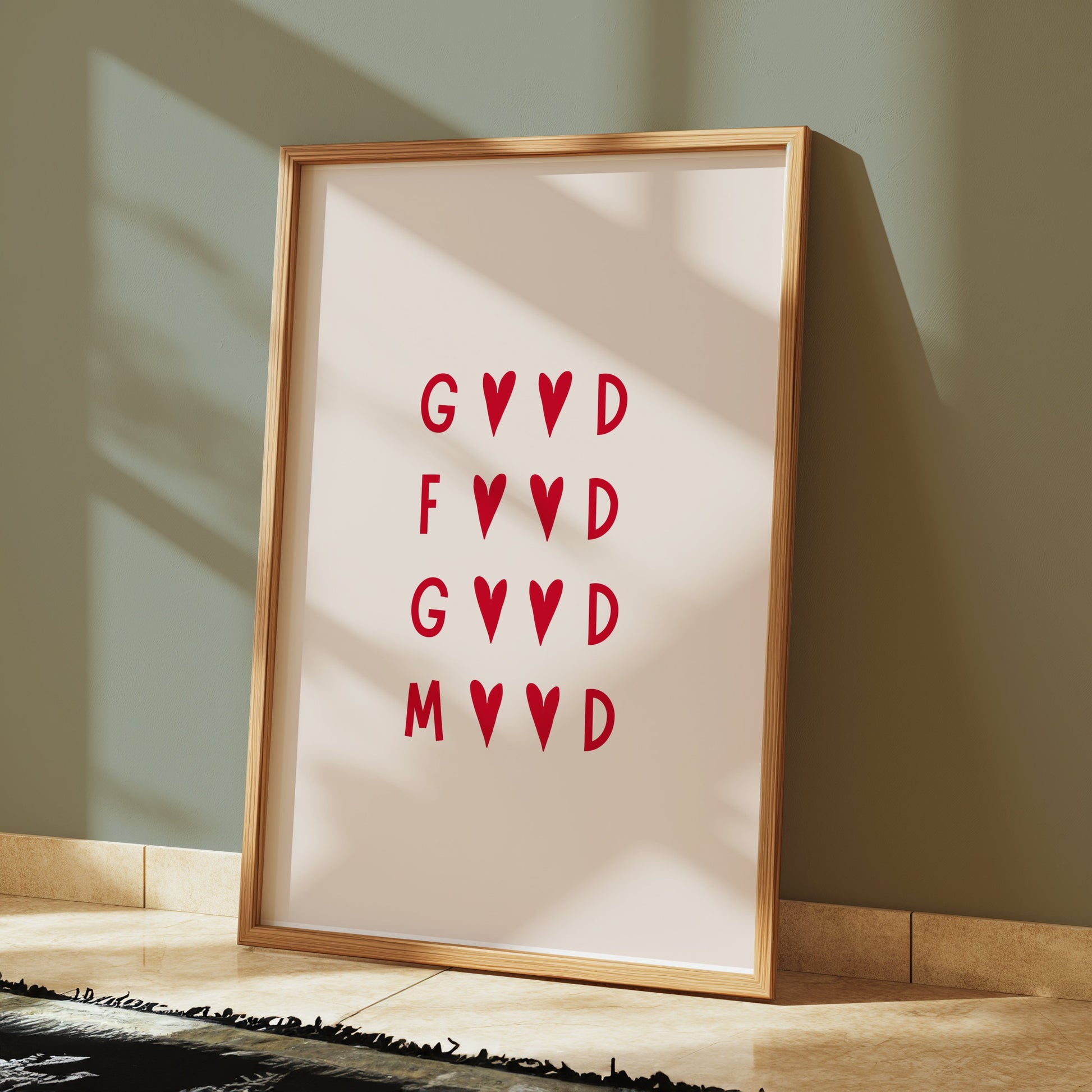 Premium Poster of Stylish Red Typography Good Food Good Mood Posters