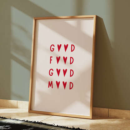 Premium Poster of Stylish Red Typography Good Food Good Mood Posters