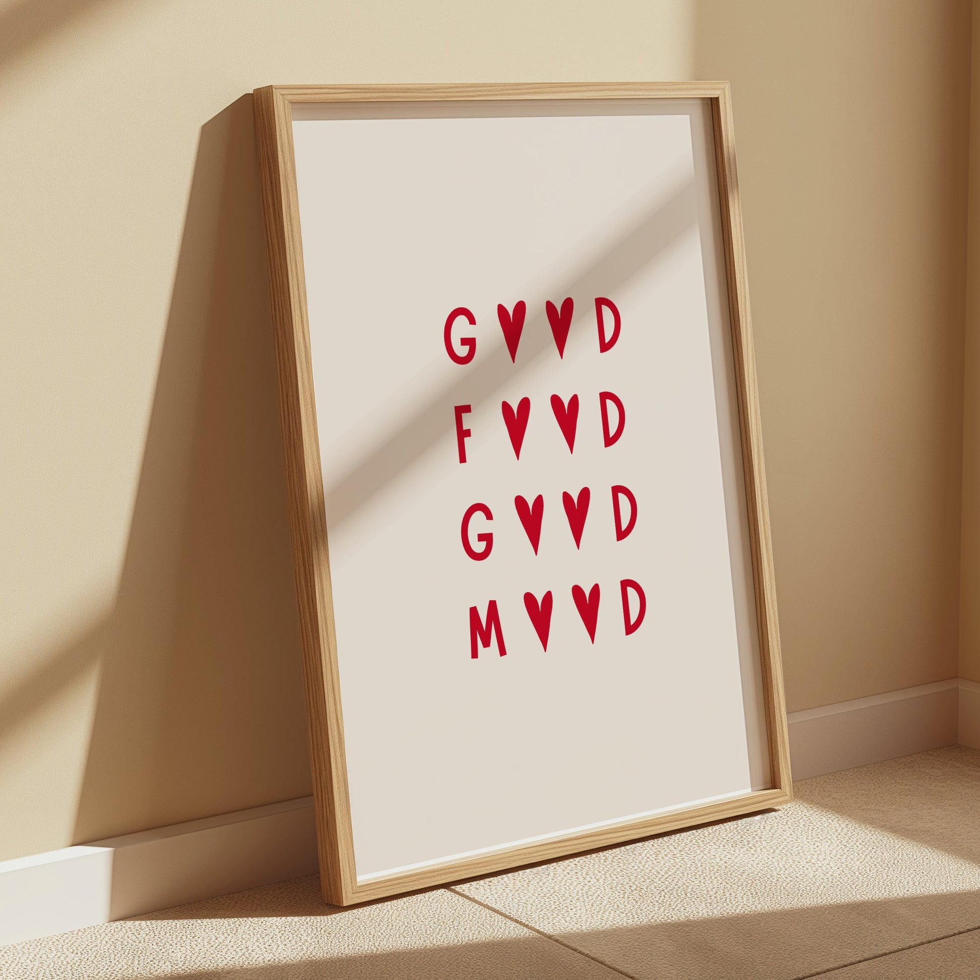 Premium Poster of Stylish Red Typography Good Food Good Mood Posters