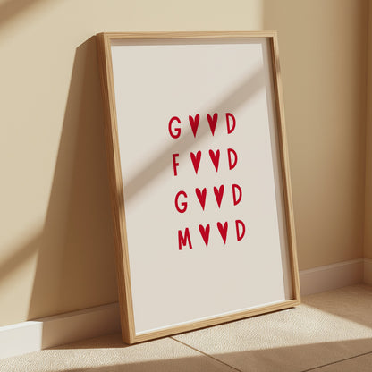 Premium Poster of Stylish Red Typography Good Food Good Mood Posters