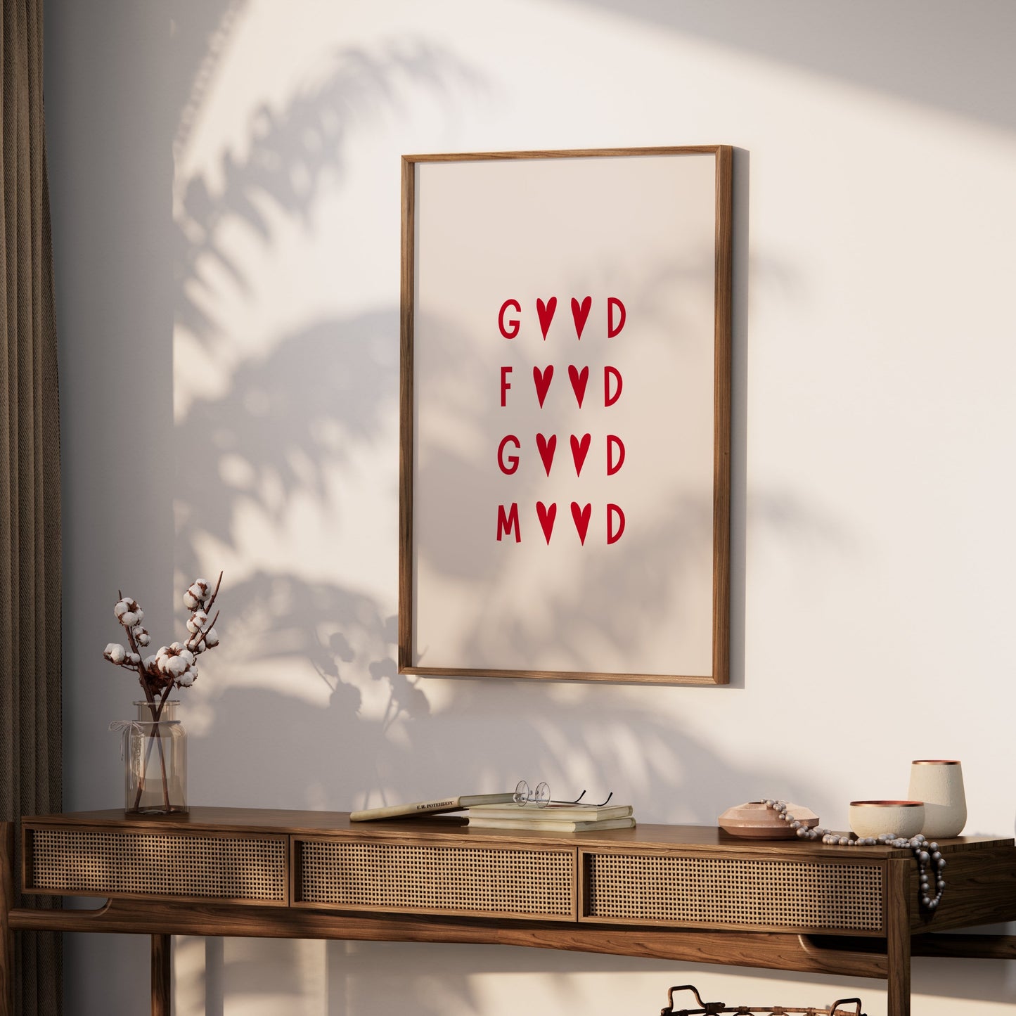 Premium Poster of Stylish Red Typography Good Food Good Mood Posters