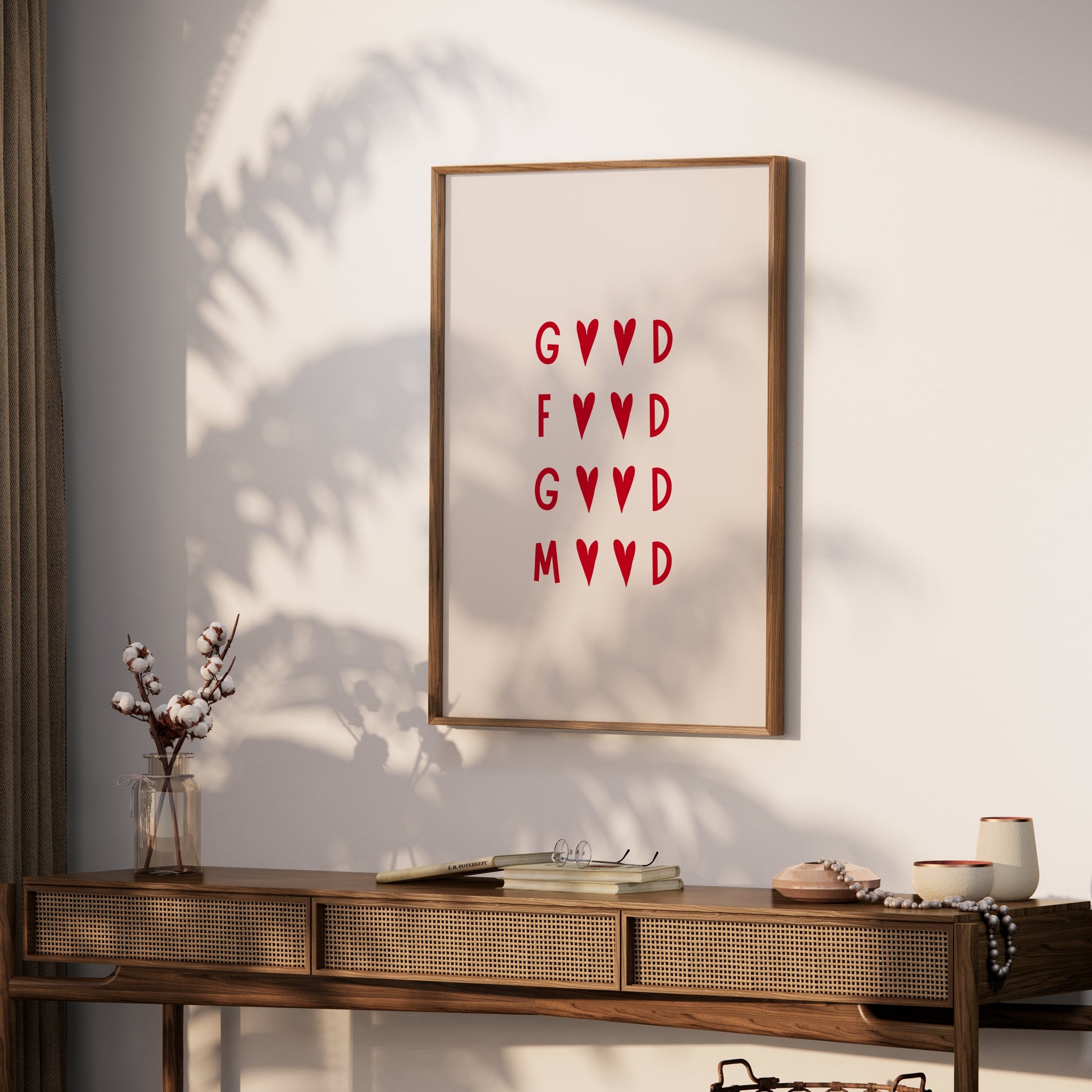 Premium Poster of Stylish Red Typography Good Food Good Mood Posters