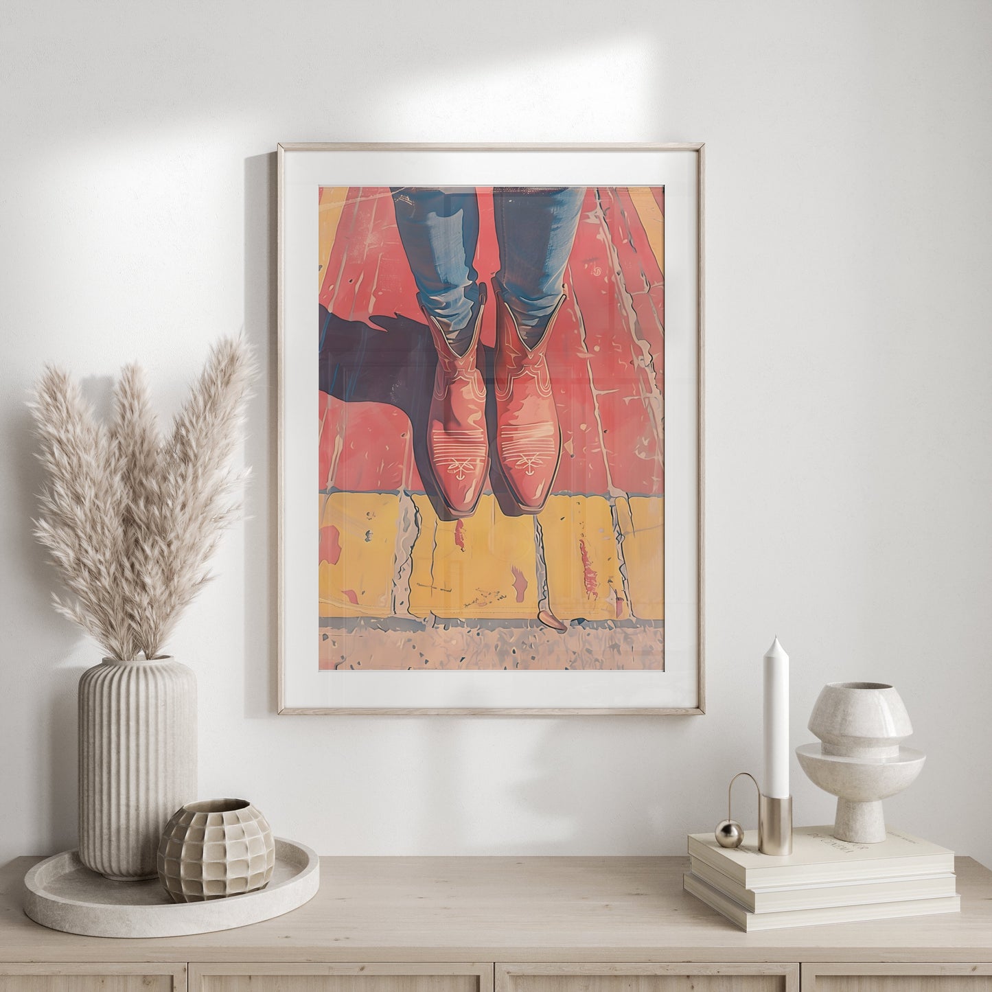 Premium Poster of Stylish Western Boots Art with Legs Posters