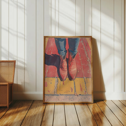 Premium Poster of Stylish Western Boots Art with Legs Posters