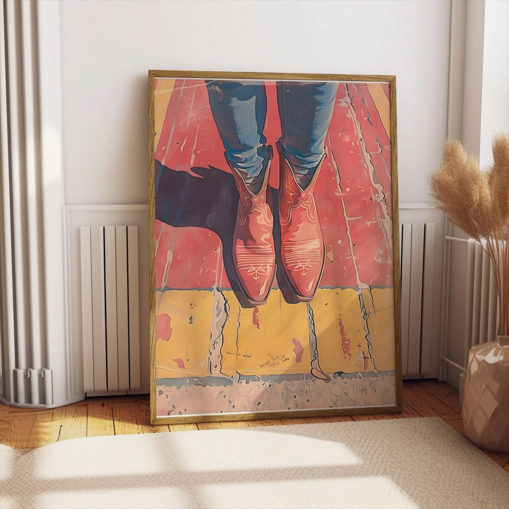 Premium Poster of Stylish Western Boots Art with Legs Posters