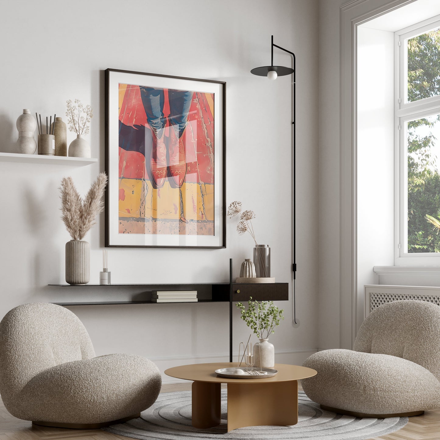 Premium Poster of Stylish Western Boots Art with Legs Posters