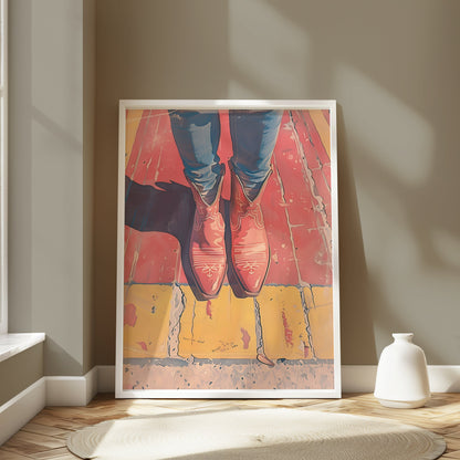 Premium Poster of Stylish Western Boots Art with Legs Posters