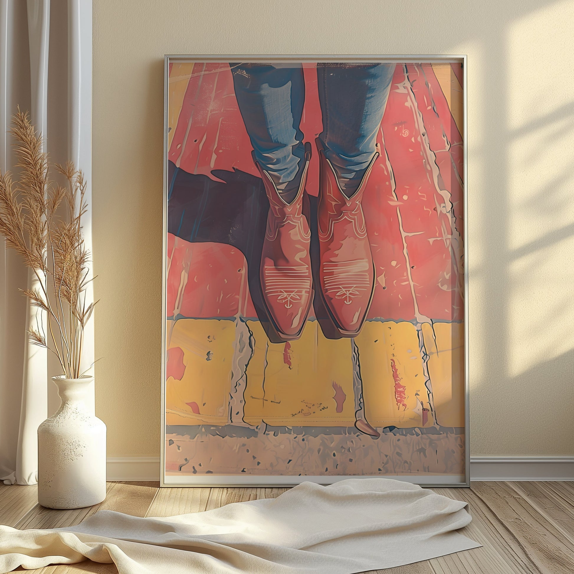 Premium Poster of Stylish Western Boots Art with Legs Posters