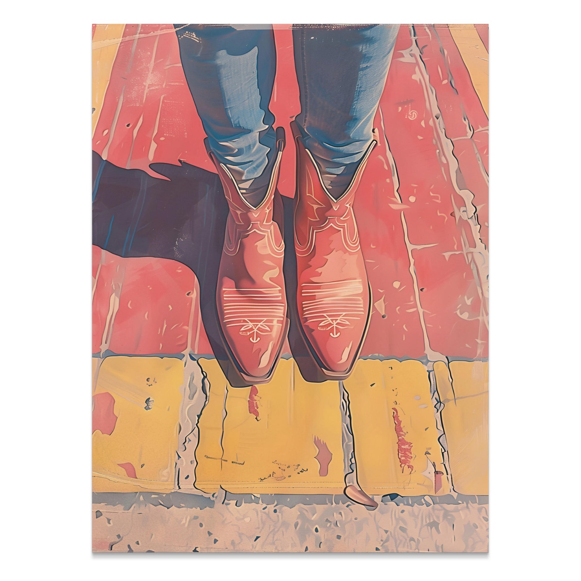 Premium Poster of Stylish Western Boots Art with Legs Posters