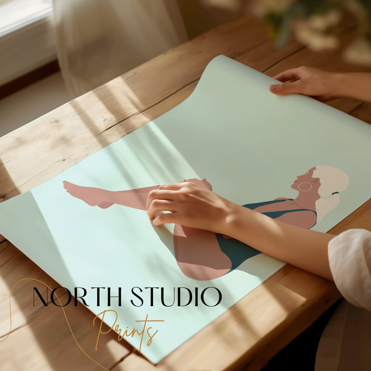 Premium Poster of Stylish Woman in Swimsuit Relaxing Art Posters