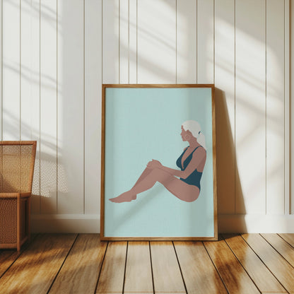 Premium Poster of Stylish Woman in Swimsuit Relaxing Art Posters