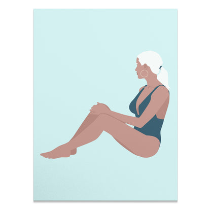 Premium Poster of Stylish Woman in Swimsuit Relaxing Art Posters