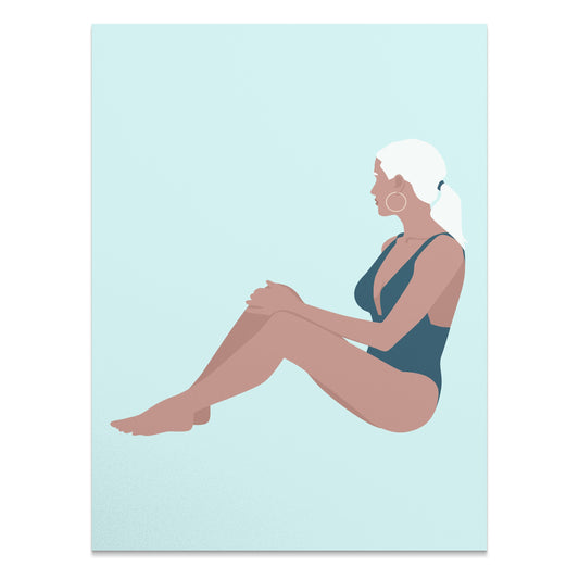 Premium Poster of Stylish Woman in Swimsuit Relaxing Art Posters